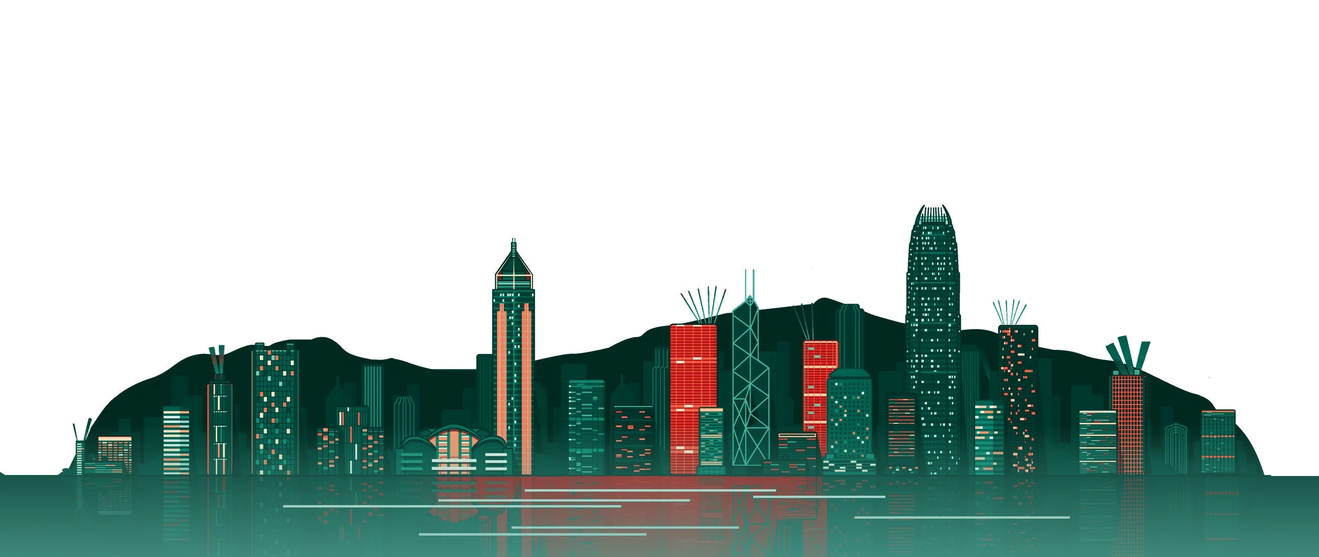 維多利亞港對岸嘅港島天際線,後面係太平山